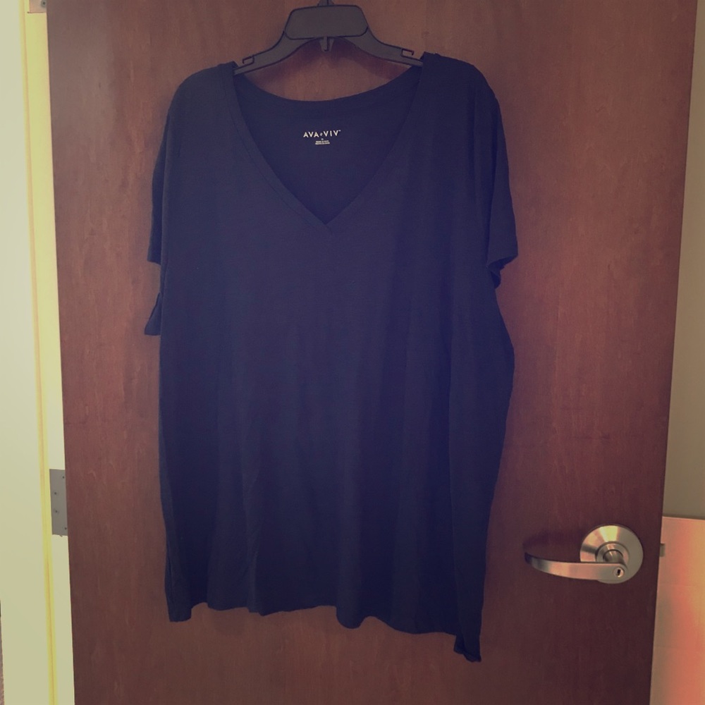 Navy Blue, V Neck, Ava & Viv T-shirt